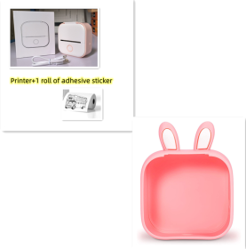 Portable Mini Thermal Label Printer Home Photo Printer Student Wrong Question Printer Bluetooth Mini Label Printer Price Tag (Option: Pink SetD-USB)