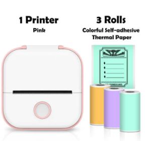 Portable Mini Thermal Label Printer Home Photo Printer Student Wrong Question Printer Bluetooth Mini Label Printer Price Tag (Option: Pink and Style C-USB)