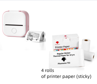 Portable Mini Thermal Label Printer Home Photo Printer Student Wrong Question Printer Bluetooth Mini Label Printer Price Tag (Option: Pink set-USB)