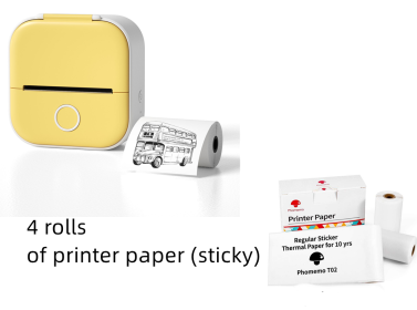 Portable Mini Thermal Label Printer Home Photo Printer Student Wrong Question Printer Bluetooth Mini Label Printer Price Tag (Option: Yellow set-USB)