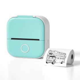 Portable Mini Thermal Label Printer Home Photo Printer Student Wrong Question Printer Bluetooth Mini Label Printer Price Tag (Option: All green-USB)