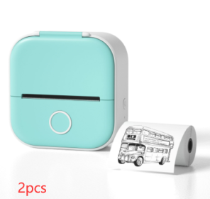 Portable Mini Thermal Label Printer Home Photo Printer Student Wrong Question Printer Bluetooth Mini Label Printer Price Tag (Option: All green 2pcs-USB)