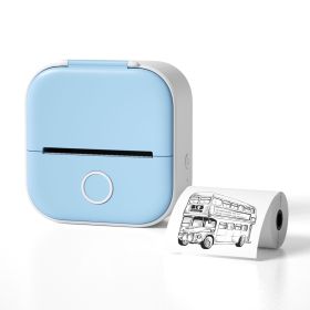 Portable Mini Thermal Label Printer Home Photo Printer Student Wrong Question Printer Bluetooth Mini Label Printer Price Tag (Option: Blue-USB)