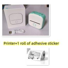 Portable Mini Thermal Label Printer Home Photo Printer Student Wrong Question Printer Bluetooth Mini Label Printer Price Tag (Option: Green-USB)