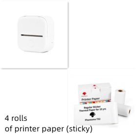 Portable Mini Thermal Label Printer Home Photo Printer Student Wrong Question Printer Bluetooth Mini Label Printer Price Tag (Option: White set-USB)