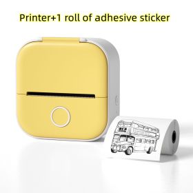 Portable Mini Thermal Label Printer Home Photo Printer Student Wrong Question Printer Bluetooth Mini Label Printer Price Tag (Option: Yellow-USB)